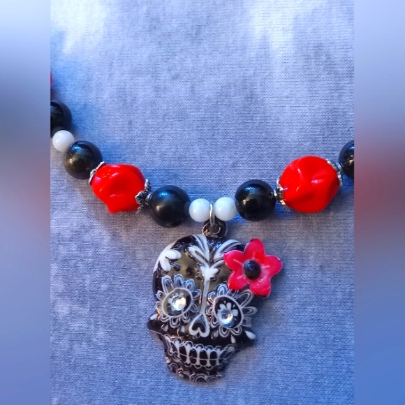 Handmade Sugar Skull Jewelry Set - Picture 4 of 6